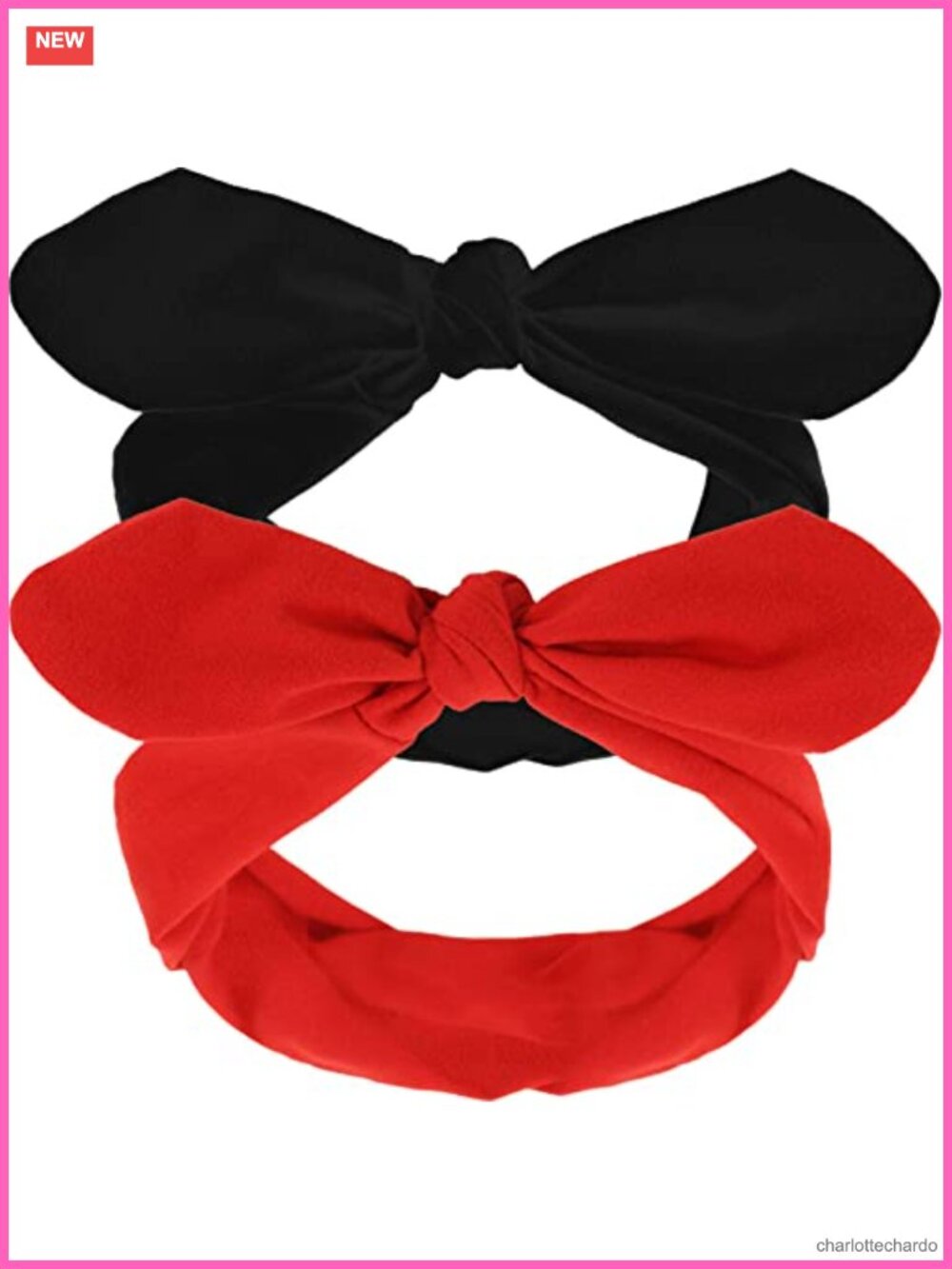 2 Pack Bow Wire Headbands Cotton Fabric Adjustable Hair Accessories